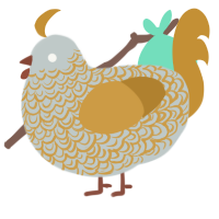 Sky Island, a silver and gold chicken with a double-lace pattern