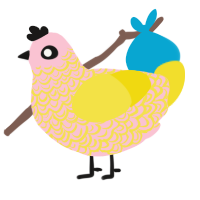 plucked, a rose and yellow chicken with a double-lace pattern