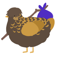 caramel coffee, a bark and gold chicken with a half-lace pattern