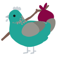 winter, a turquoise and ash chicken with a neck-speckle pattern