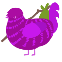 plum, a plum and amethyst chicken with a bar pattern
