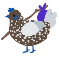 shakespeare turd, a bark and mist chicken with a speckle pattern
