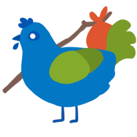 Salad, a sapphire and chartreuse chicken