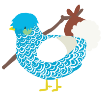 Aquarius, a cerulean and white chicken with a double-lace pattern