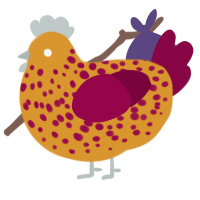 (unnamed), a orange and maroon chicken with a speckle pattern