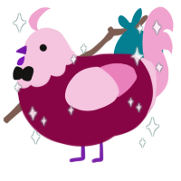 Winston, a maroon and pink chicken with a head pattern