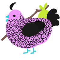 Grey Mic, a lavender and sable chicken with a double-lace pattern