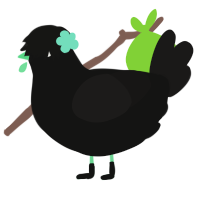 Void plant growth, a black and sable chicken