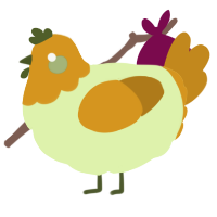 Pumpkin, a apple and ochre chicken with a head pattern