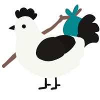 Risk, a white and sable chicken