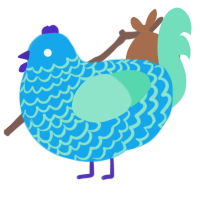 water chicken, a sky and mint chicken with a lace pattern