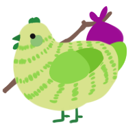 Lulu, a lemon and grass chicken with a bar pattern