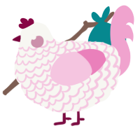 Strawberry, a white and pink chicken with a lace pattern