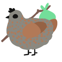 Sedimentality, a ash and brown chicken with a speckle pattern