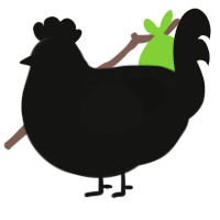 Peeper, a black chicken with a half-lace pattern