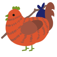 Carrot, a vermilion and russet chicken with a bar pattern