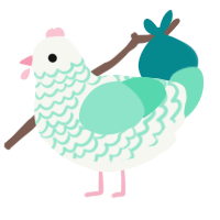 Teacup, a white and mint chicken with a lace pattern