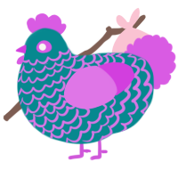 (unnamed), a teal and orchid chicken with a lace pattern