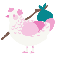 桜, a white and pink chicken with a half-lace pattern