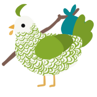 Laurel, a white and chartreuse chicken with a double-lace pattern