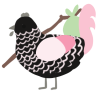 bobbin, a sable and rose chicken with a lace pattern