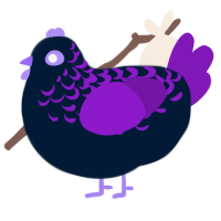A tumblr and violet chicken with a half-lace pattern