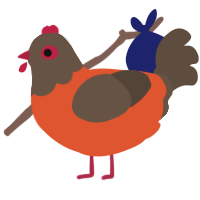 Featuring Dante, a vermilion and bark chicken with a head pattern