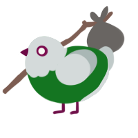 Pigeon, a leaf and silver chicken with a head pattern