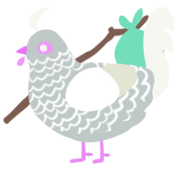 Chalk Dust II, a silver and white chicken with a lace pattern