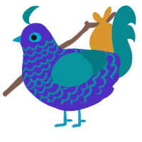 Neptune, a indigo and teal chicken with a lace pattern