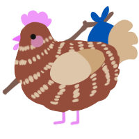 Hazelnut, a russet and beige chicken with a bar pattern