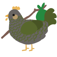 Mossy Cobblestone, a grey and olive chicken with a lace pattern