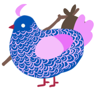 Lacie, a ultramarine and lavender chicken with a double-lace pattern