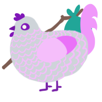 Eggs, a mist and lavender chicken with a lace pattern