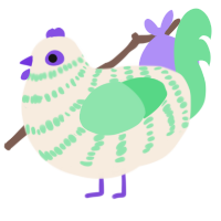 Melon, a cream and spring chicken with a bar pattern
