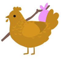 XXX NUGGET, a ochre chicken with a half-lace pattern