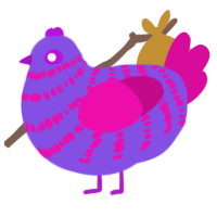 mildliner, a blurple and fuchsia chicken with a bar pattern