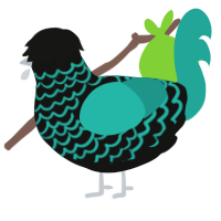 Zonite, a black and turquoise chicken with a lace pattern
