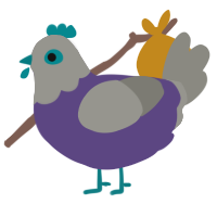 purple knight, a overcast and ash chicken with a head pattern