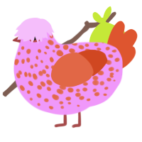 Tropical Breeze, a lavender and vermilion chicken with a speckle pattern