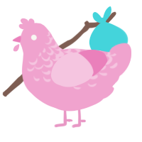 Pleasantly Pink, a pink chicken with a half-lace pattern