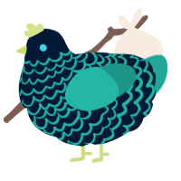 The Warden, a tumblr and turquoise chicken with a lace pattern
