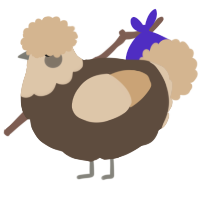 Pompompompom, a bark and beige chicken with a head pattern