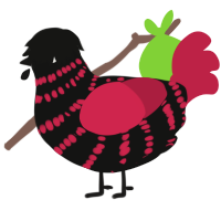 A black and crimson chicken with a bar pattern