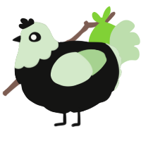 Walker, a black and gluppy chicken with a head pattern