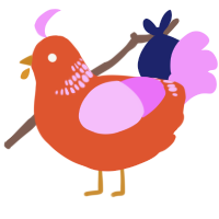 (unnamed), a vermilion and lavender chicken with a neck-band pattern