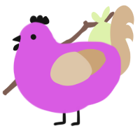 stamp, a orchid and beige chicken