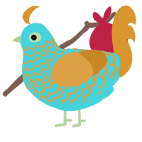pool party, a aqua and orange chicken with a lace pattern