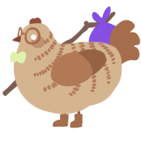 A beige and brown chicken with a half-bar pattern