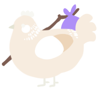 A cream chicken with a neck-band pattern